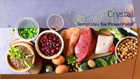  Presentation with protein food - Presentation design featuring food-high-in-protein-protein background and a light blue colored foreground