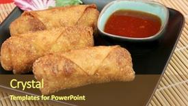  Presentation with chinese food - Presentation with food home delivery - crispy chinese egg rolls background and a tawny brown colored foreground