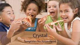  Presentation with young children - Amazing slides having food home delivery - four young children indoors eating backdrop and a coral colored foreground