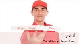  Presentation with pizza - Presentation theme with food home delivery - pizza man background and a lemonade colored foreground