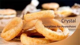  Presentation with fast food - Slide set enhanced with food homemade crunchy fried onion background and a yellow colored foreground