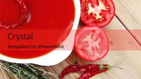  Presentation with food red - Colorful slide set enhanced with food hot tomato vegetable soup backdrop and a  colored foreground