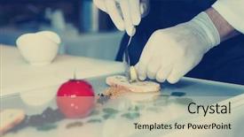  Presentation with cooking templeat - PPT theme consisting of food hygiene - chef is cooking an elegant background and a soft green colored foreground
