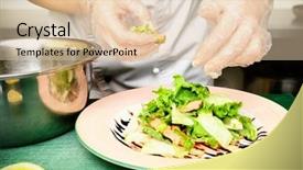  Presentation with cooking equipment kitchen utensils - Presentation theme consisting of food hygiene - chef is cooking appetizer background and a lemonade colored foreground