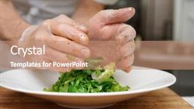  Presentation with professional learning community - Amazing PPT theme having food hygiene - chef is decorating an appetizer backdrop and a coral colored foreground