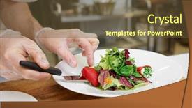  Presentation with appetizer - Cool new slide deck with food hygiene - chef is making an appetizer backdrop and a tawny brown colored foreground