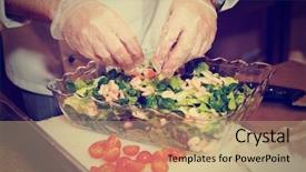  Presentation with appetizer - Presentation theme featuring food hygiene - chef is making an appetizer background and a coral colored foreground