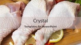  Presentation with food chicken - Beautiful slide set featuring food hygiene - chicken drumstick prepared for cooking backdrop and a soft green colored foreground