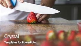  Presentation with strawberries - Audience pleasing presentation design consisting of food hygiene - closeup of a chef cutting backdrop and a coral colored foreground
