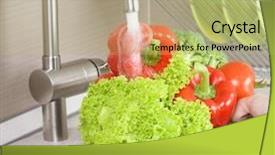  Presentation with vegetables - Presentation theme having food hygiene - fresh vegetables washing background and a mint green colored foreground