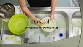  Presentation with hygiene - PPT theme having food hygiene - overhead view of hands washing background and a yellow colored foreground