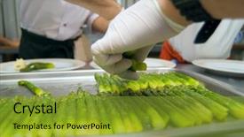  Presentation with asparagus - Beautiful slide deck featuring food hygiene - preparation of an asparagus backdrop and a gold colored foreground