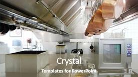  Presentation with restaurant kitchen - Audience pleasing theme consisting of food hygiene - restaurant kitchen backdrop and a gray colored foreground