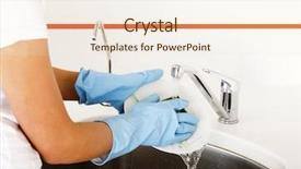  Presentation with face wash woman washing up - Audience pleasing theme consisting of food hygiene - woman washing dishes backdrop and a lemonade colored foreground