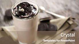  Presentation with cocktail - Presentation consisting of ice cream cookie - delicious milk cocktail on rustic background and a light gray colored foreground