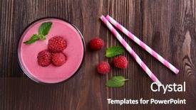  Presentation with yogurt fruits milk shake - Colorful PPT theme enhanced with food ice cream ice blended - glass of raspberry milk shake backdrop and a tawny brown colored foreground