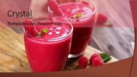  Presentation with yogurt fruits milk shake - Theme with glasses of raspberry milk shake background and a red colored foreground