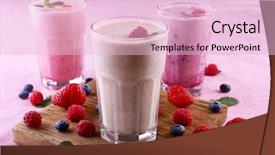  Presentation with cutting board - Amazing presentation design having milkshakes at cutting board with berries on light background backdrop and a lemonade colored foreground