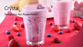  Presentation with mix berry mixed berries - Audience pleasing slides consisting of vanilla blueberry pink - milkshakes with berries at red backdrop and a lemonade colored foreground