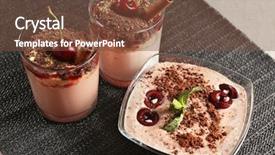 Presentation with dessert - PPT layouts enhanced with tasty cherry dessert on table background and a tawny brown colored foreground
