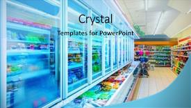  Presentation with supermarket refrigerator - Cool new slide set with food in a supermarket backdrop and a light blue colored foreground