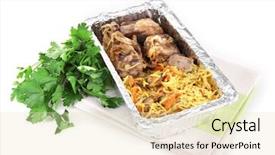 Presentation with chinese food to go box - Presentation design consisting of food in box of foil background and a lemonade colored foreground