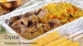  Presentation with tablecloth - Colorful presentation theme enhanced with food in boxes of foil backdrop and a yellow colored foreground