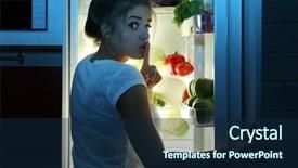  Presentation with food poisoning disease - PPT theme with food in fridge hunger background and a navy blue colored foreground