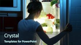  Presentation with fridge - PPT theme with food in fridge hunger background and a wine colored foreground