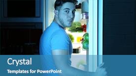  Presentation with food - Amazing PPT theme having food in kitchen hunger backdrop and a teal colored foreground