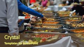  Presentation with meat food - Colorful slide set enhanced with food indoor in luxury restaurant backdrop and a tawny brown colored foreground