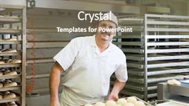  Presentation with baking - Cool new PPT theme with food industries - male baker baking fresh bread backdrop and a violet colored foreground