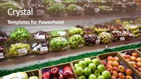 Presentation with supermarket - Slides having retail industry - shelf with fruits in supermarket background and a violet colored foreground
