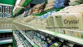  Presentation with supermarket - Presentation theme enhanced with food stall - shelf with groceries in supermarket background and a mint green colored foreground