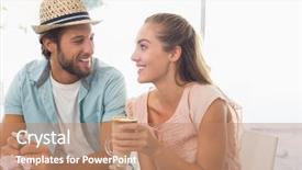  Presentation with coffee shop - Presentation theme with food industry chocolate - happy couple enjoying coffee background and a coral colored foreground