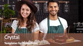  Presentation with psychology holding a brain - Audience pleasing PPT theme consisting of food industry chocolate - smiling baristas holding trays backdrop and a tawny brown colored foreground