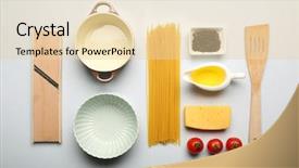  Presentation with cooking utensils - Beautiful PPT layouts featuring food ingredients and kitchen utensils backdrop and a lemonade colored foreground