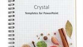  Presentation with recipe book - Beautiful slide set featuring food ingredients and recipe book on white background backdrop and a white colored foreground