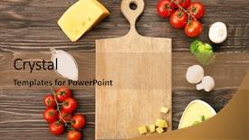  Presentation with food and ingredients toxic - Colorful theme enhanced with food ingredients and wooden board backdrop and a coral colored foreground