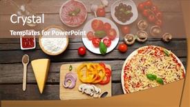  Presentation with pizza - Beautiful slide deck featuring food ingredients for pizza backdrop and a coral colored foreground