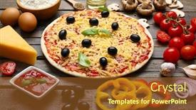  Presentation with pizza - PPT layouts consisting of food ingredients for pizza on table close up background and a tawny brown colored foreground
