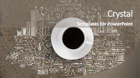  Presentation with cup coffee - Presentation theme having food innovation - cup of coffee with sketches background and a gray colored foreground