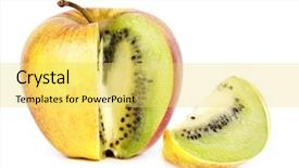  Presentation with kiwi - PPT theme featuring food innovation - kiwi in apple modification concept background and a yellow colored foreground