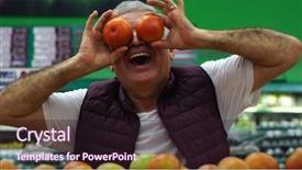  Presentation with black couple having fun - Presentation theme enhanced with food innovation - man having fun with tomatoes background and a wine colored foreground