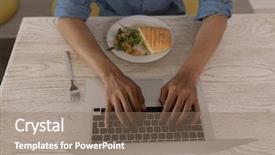  Presentation with modern food - Theme having food innovation - mid section of young asian background and a coral colored foreground