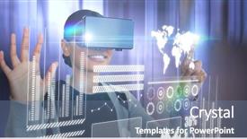  Presentation with black woman - PPT theme with food innovation - smiling woman gesturing while wearing background and a  colored foreground