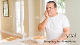  Presentation with stress and anxiety - PPT layouts enhanced with food insecurity - middle age man eating rice background and a lemonade colored foreground