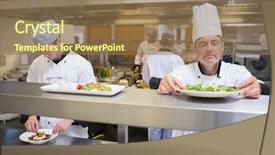  Presentation with personal chef - PPT layouts enhanced with food inspection - head chef inspecting salad background and a coral colored foreground