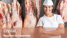  Presentation with food inspection - Colorful PPT theme enhanced with food inspection - portrait of confident mature female backdrop and a coral colored foreground
