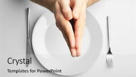  Presentation with white plate - Audience pleasing presentation consisting of food intake - male holding hands together backdrop and a light gray colored foreground